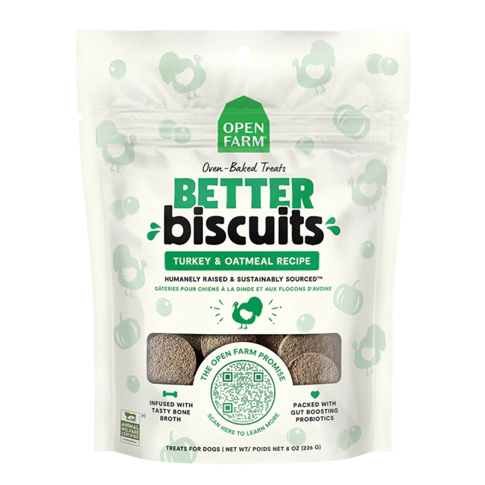 Open Farm Better Biscuits Dog Treats Turkey & Oatmeal 8 oz