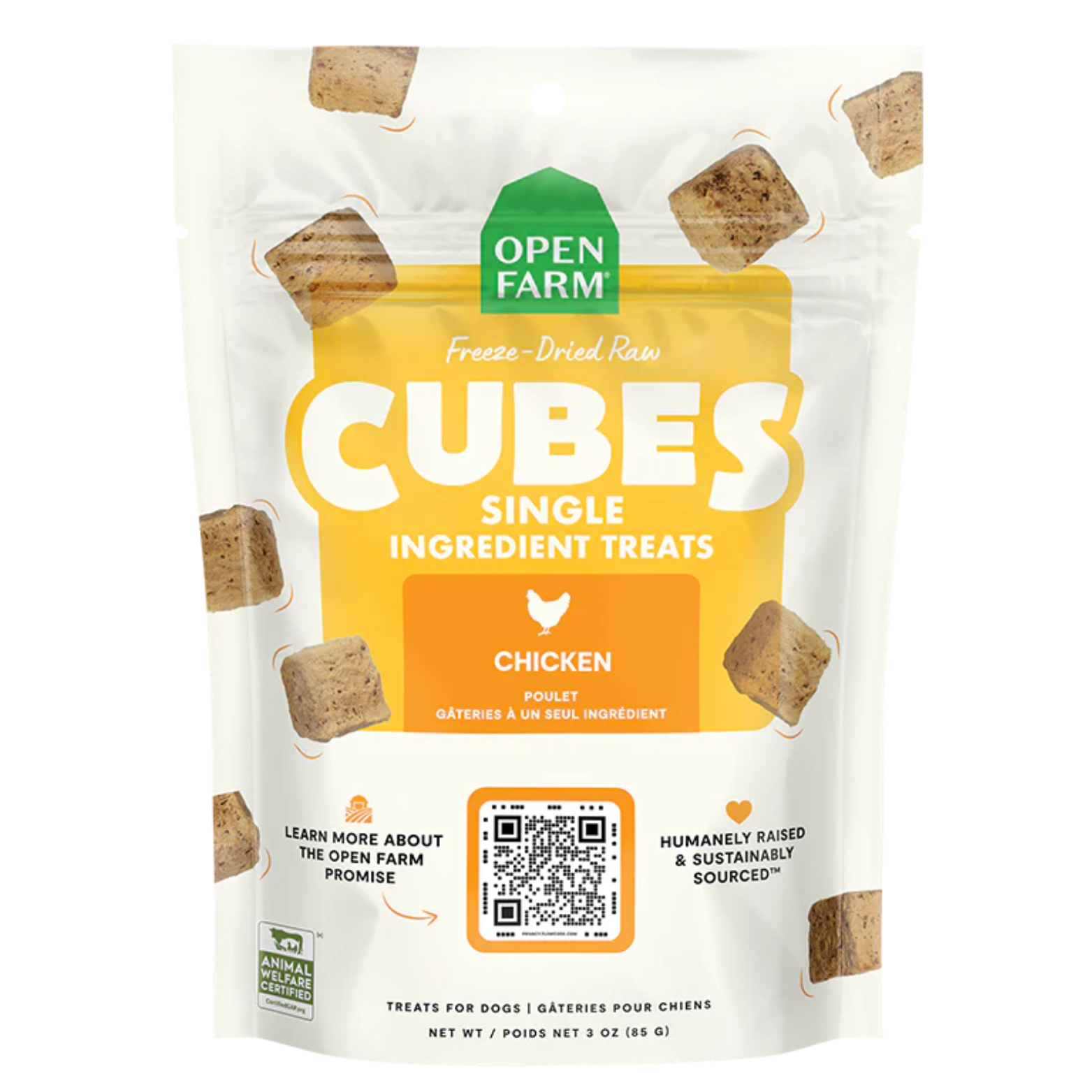 Open Farm Cubes Freeze Dried Raw Single Ingredient Chicken Dog Treats 3-oz