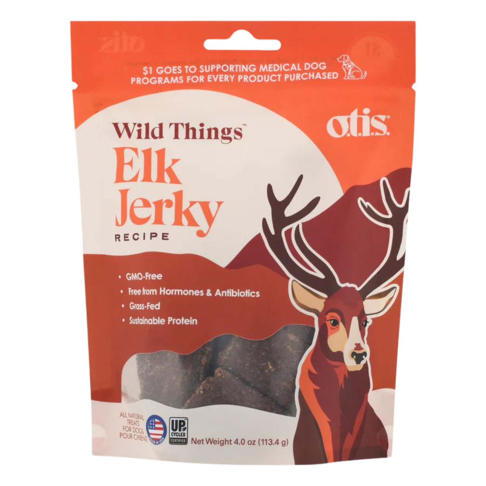 Otis Wild Things Elk Recipe Jerky Dog Treats 4 oz