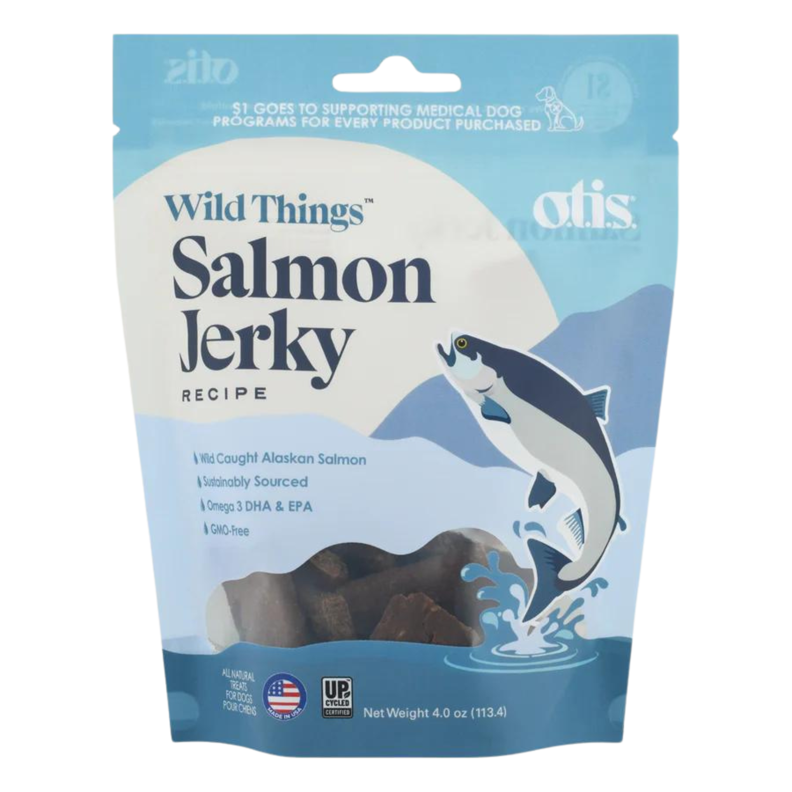 Otis Wild Things Salmon Recipe Jerky Dog Treats 4 oz