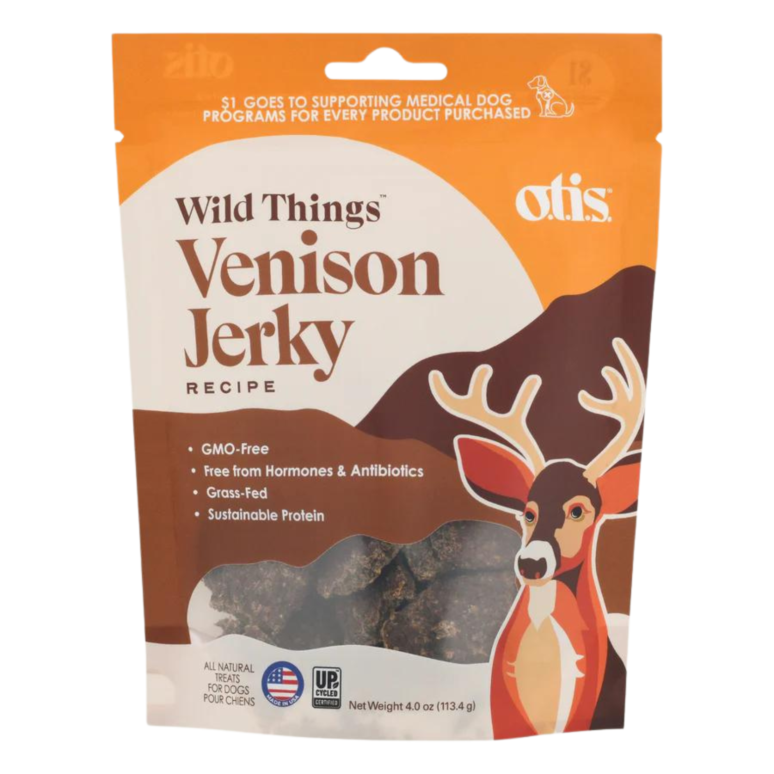 Otis Wild Things Venison Recipe Jerky Dog Treats 4 oz