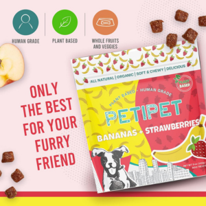 Petipet Bananas + Strawberries Soft & Chewy Dog Treats 5 oz - Mutts & Co.