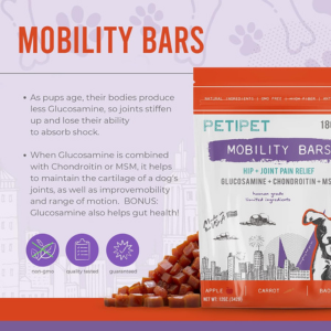 Petipet Mobility Bars Hip & Joint Pain Relief Dog Supplement Treat - Mutts & Co.