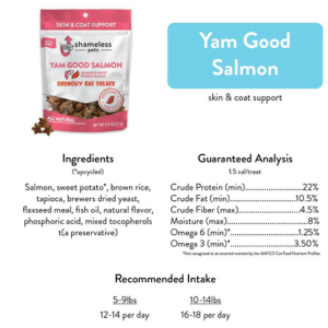 Shameless Pets Crunchy Yam Good Salmon Cat Treats, 2.5oz