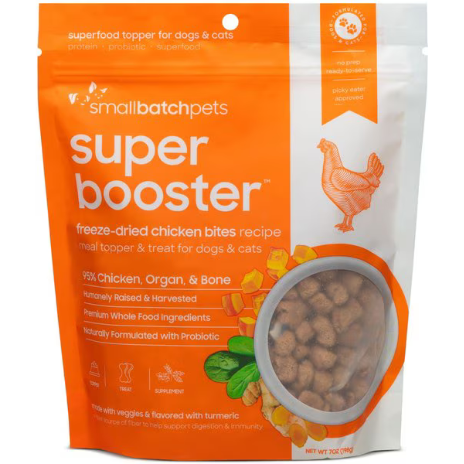 Small Batch Freeze Dried Super Booster Chicken Bites Dog & Cat Food, 7 oz