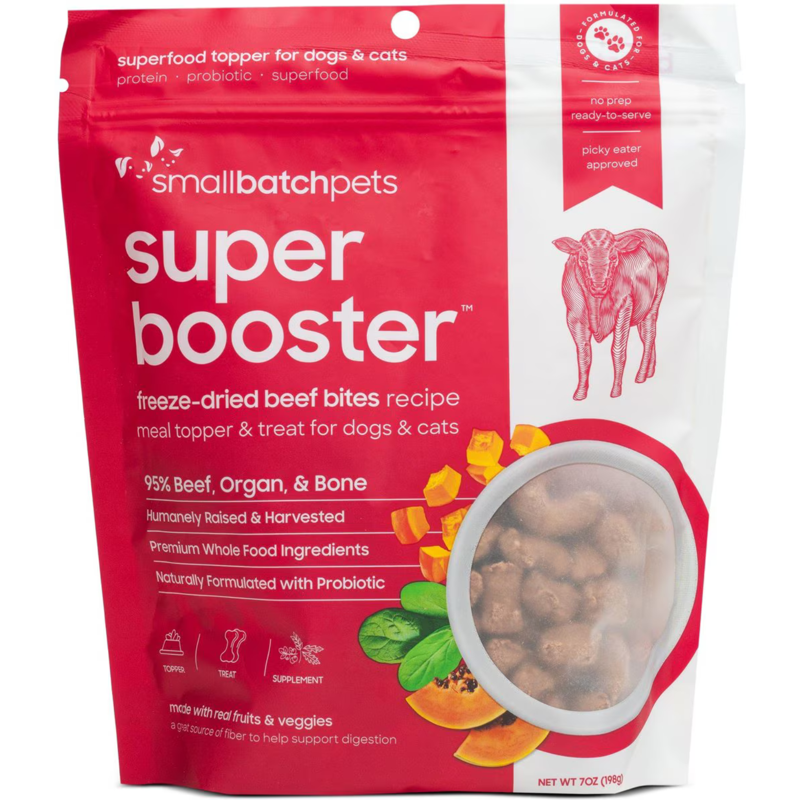 Smallbatch Pets Super Booster Beef Bites Grain-Free Adult Freeze-Dried Dog & Cat Treats