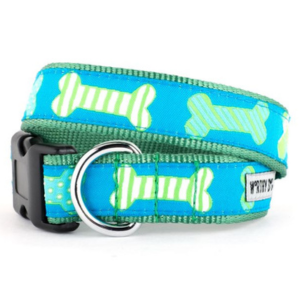 The Worthy Dog Preppy Bones Blue Dog Collar - Mutts & Co.