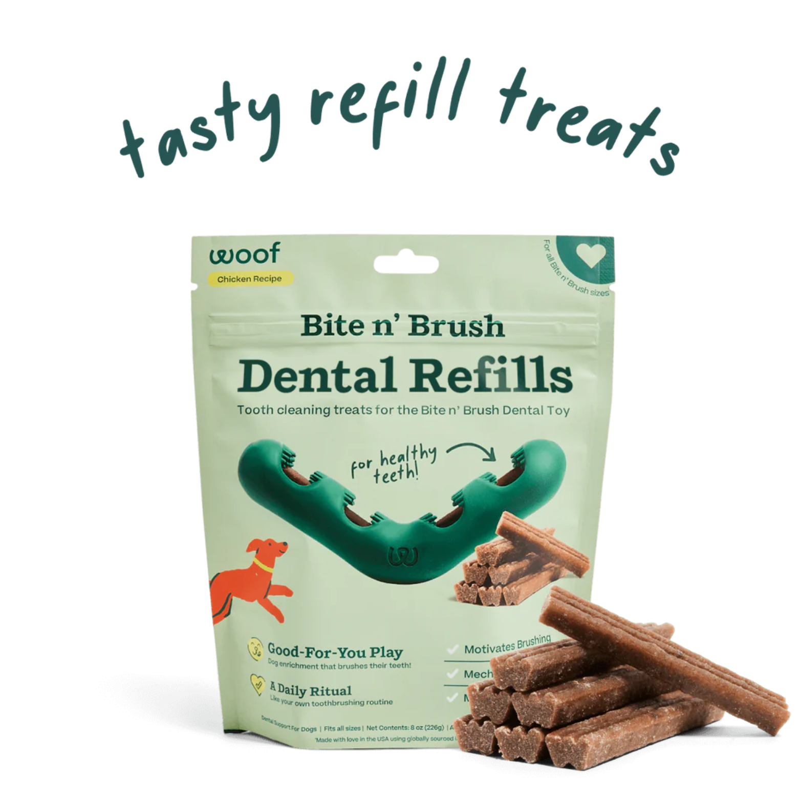 Woof Pet Bite n' Brush Refills Dog Treat