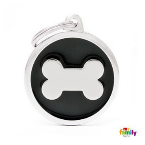 MyFamily Circle Bone Tag Black - Mutts & Co.