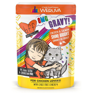 BFF OMG Chicken & Salmon Shine Bright Dinner in Gravy Wet Cat Food Pouches 2.8 oz - Mutts & Co.