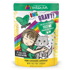 BFF OMG Chicken & Turkey Text Me Dinner in Gravy Wet Cat Food Pouches 2.8 oz - Mutts & Co.