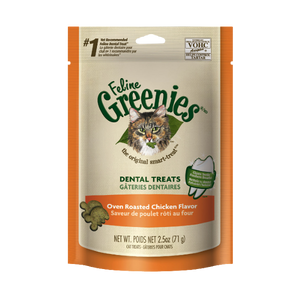 Greenies Feline Oven Roasted Chicken Flavor Dental Cat Treats, 2.5-oz bag - Mutts & Co.