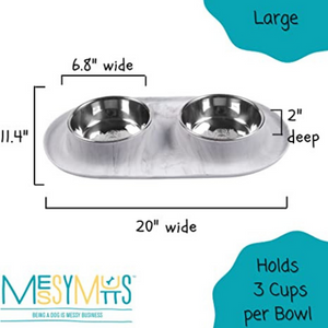 Messy Mutts Silicone Double Feeder Dog Bowl Marble - Mutts & Co.