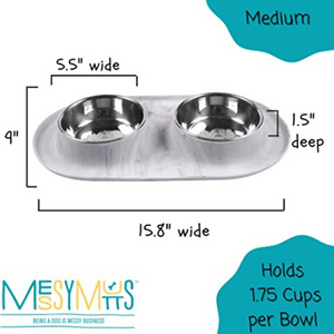 Messy Mutts Silicone Double Feeder Dog Bowl Marble - Mutts & Co.