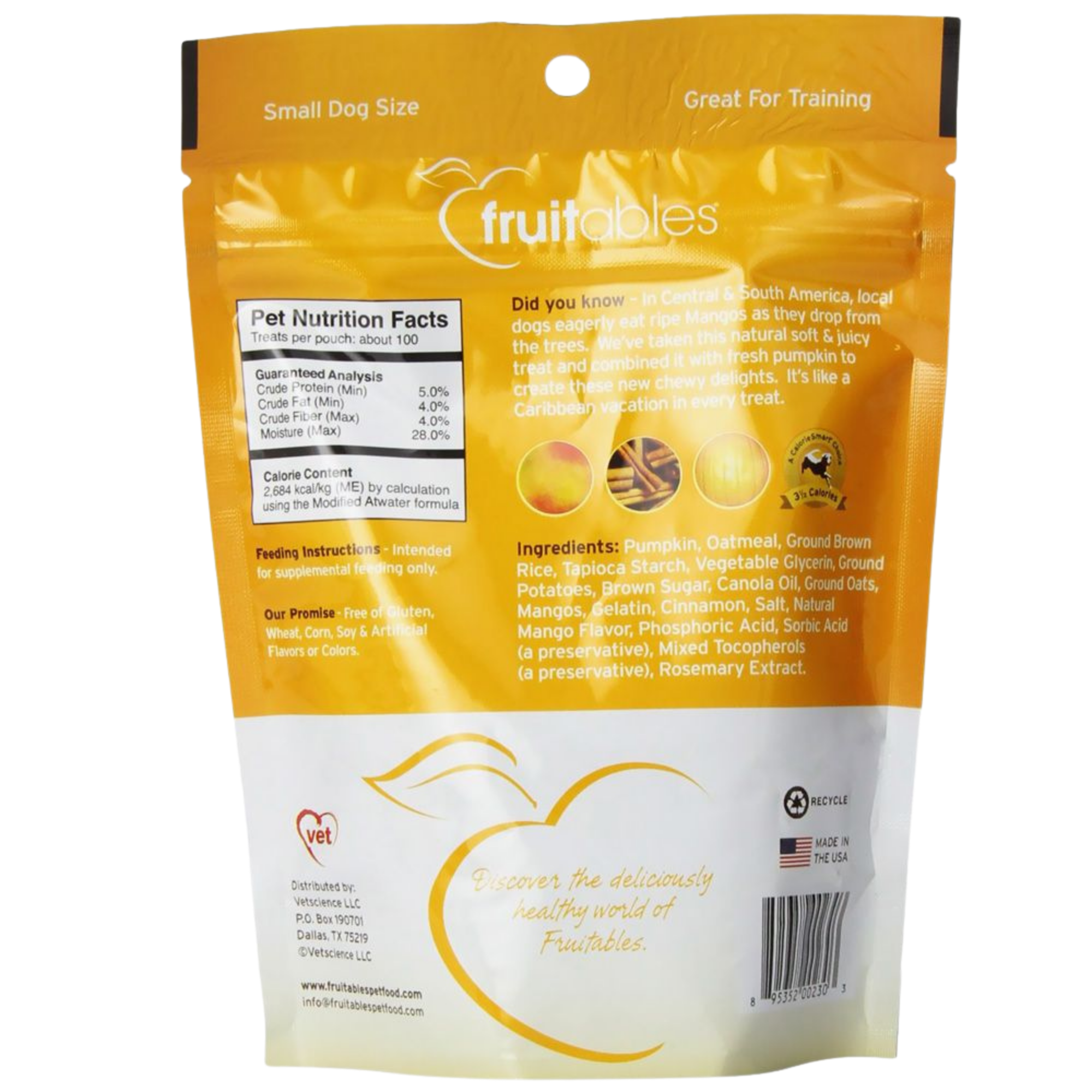 Fruitables Skinny Minis Pumpkin & Mango Flavor Soft & Chewy Dog Treats 5oz - Mutts & Co.