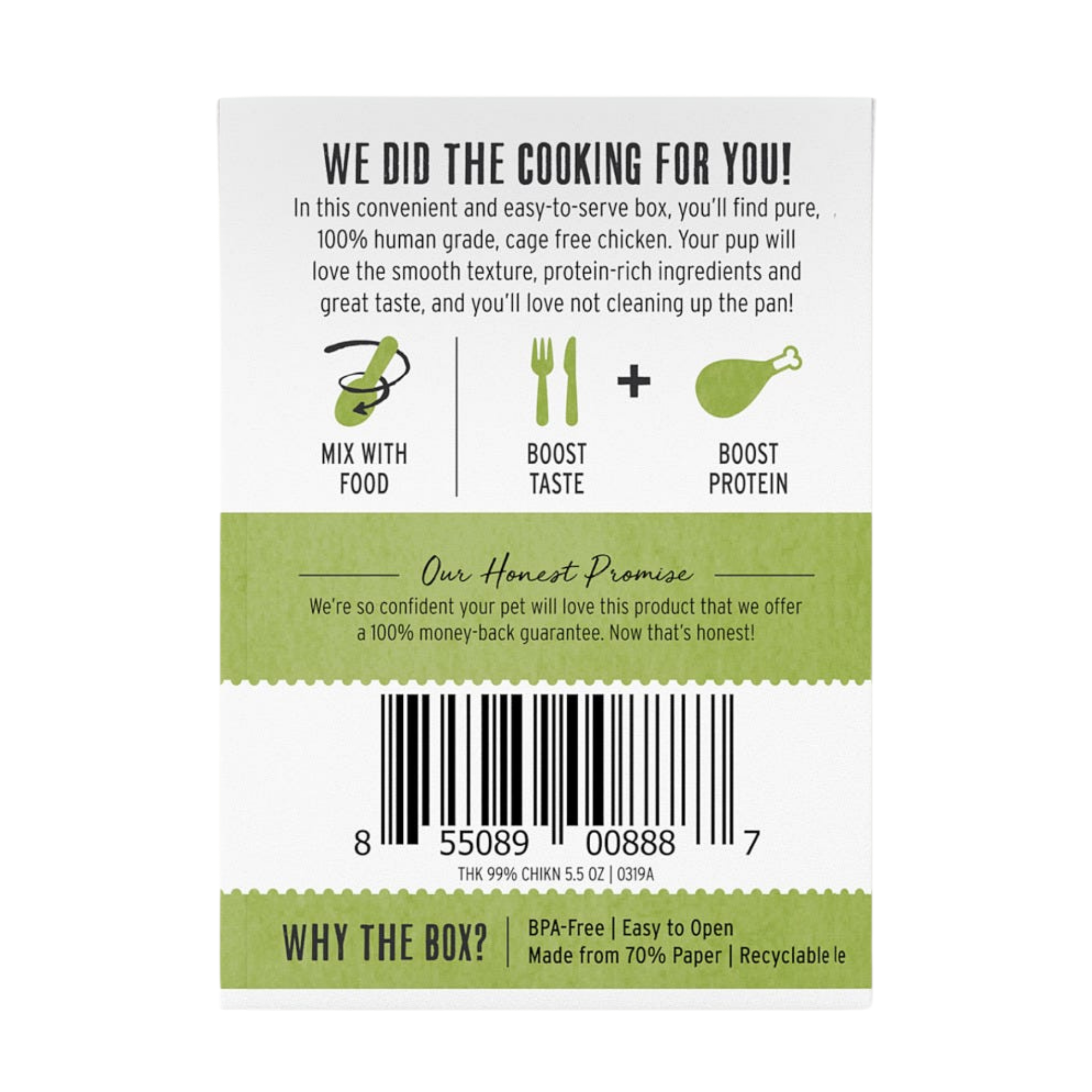 The Honest Kitchen Meal Boosters 99% Chicken For Dogs, 5-oz box - Mutts & Co.