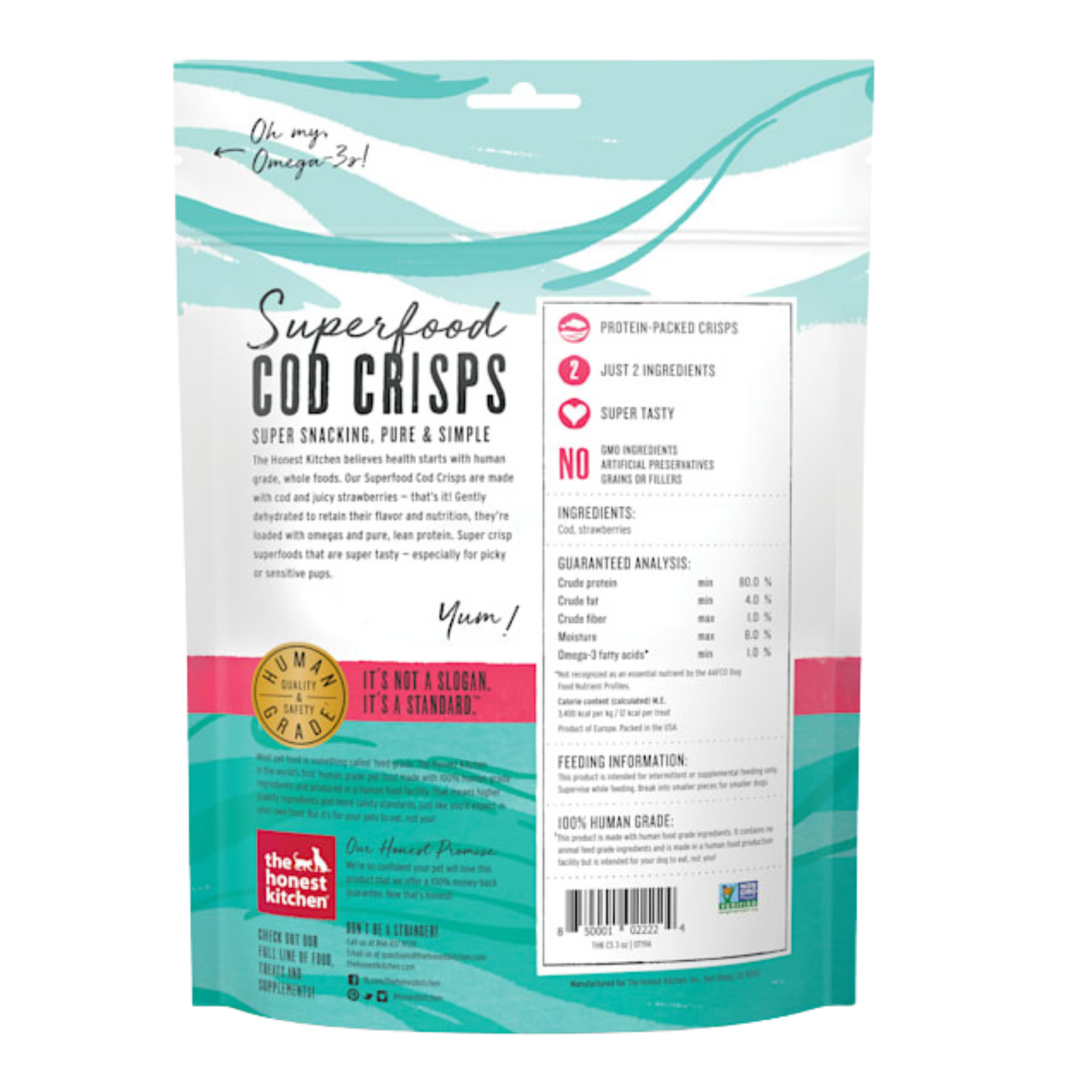 The Honest Kitchen Superfood Cod Crisps Cod & Strawberry Dehydrated Dog Treats, 3-oz - Mutts & Co.