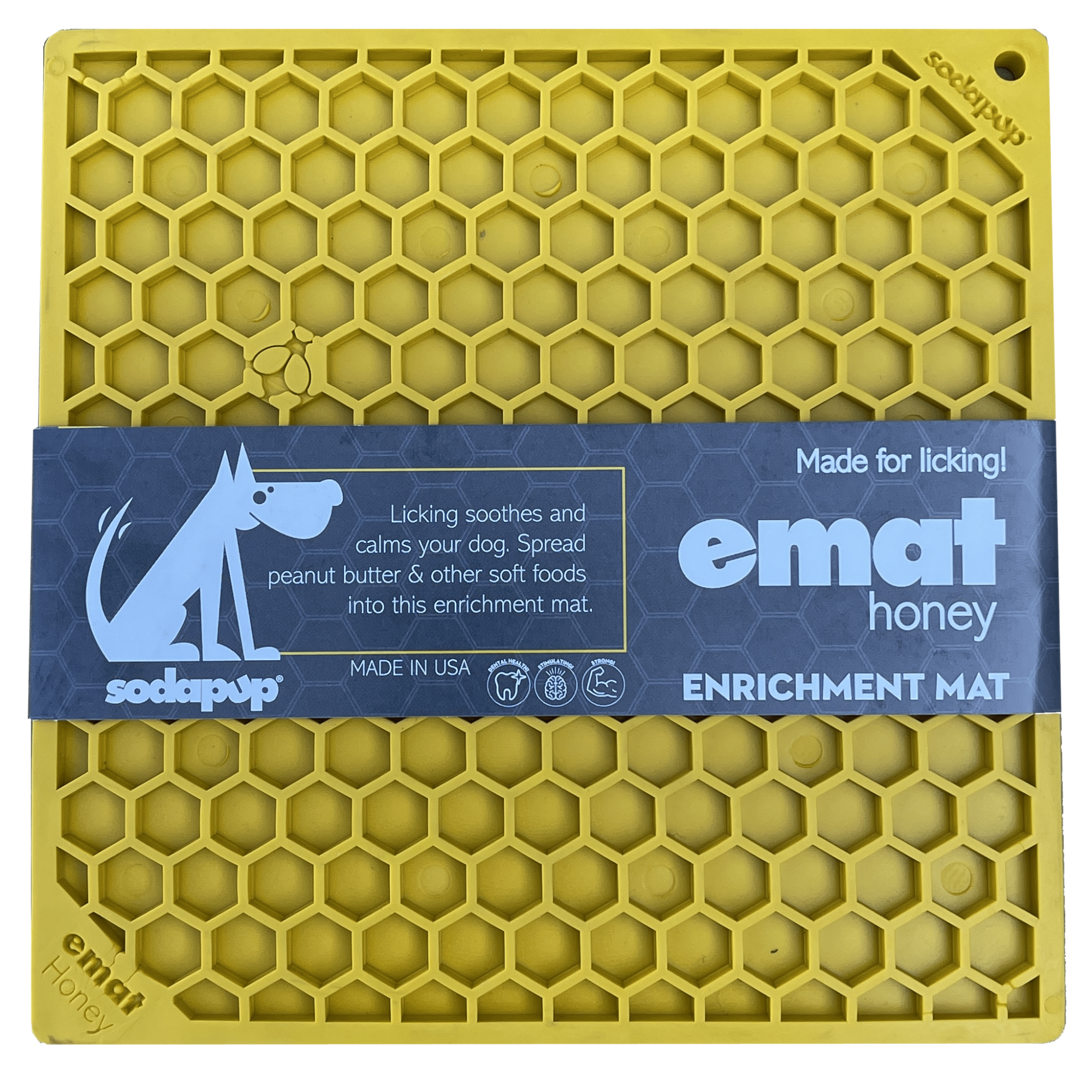 SodaPup Enriching Lick Mat Honeycomb Yellow - Mutts & Co.