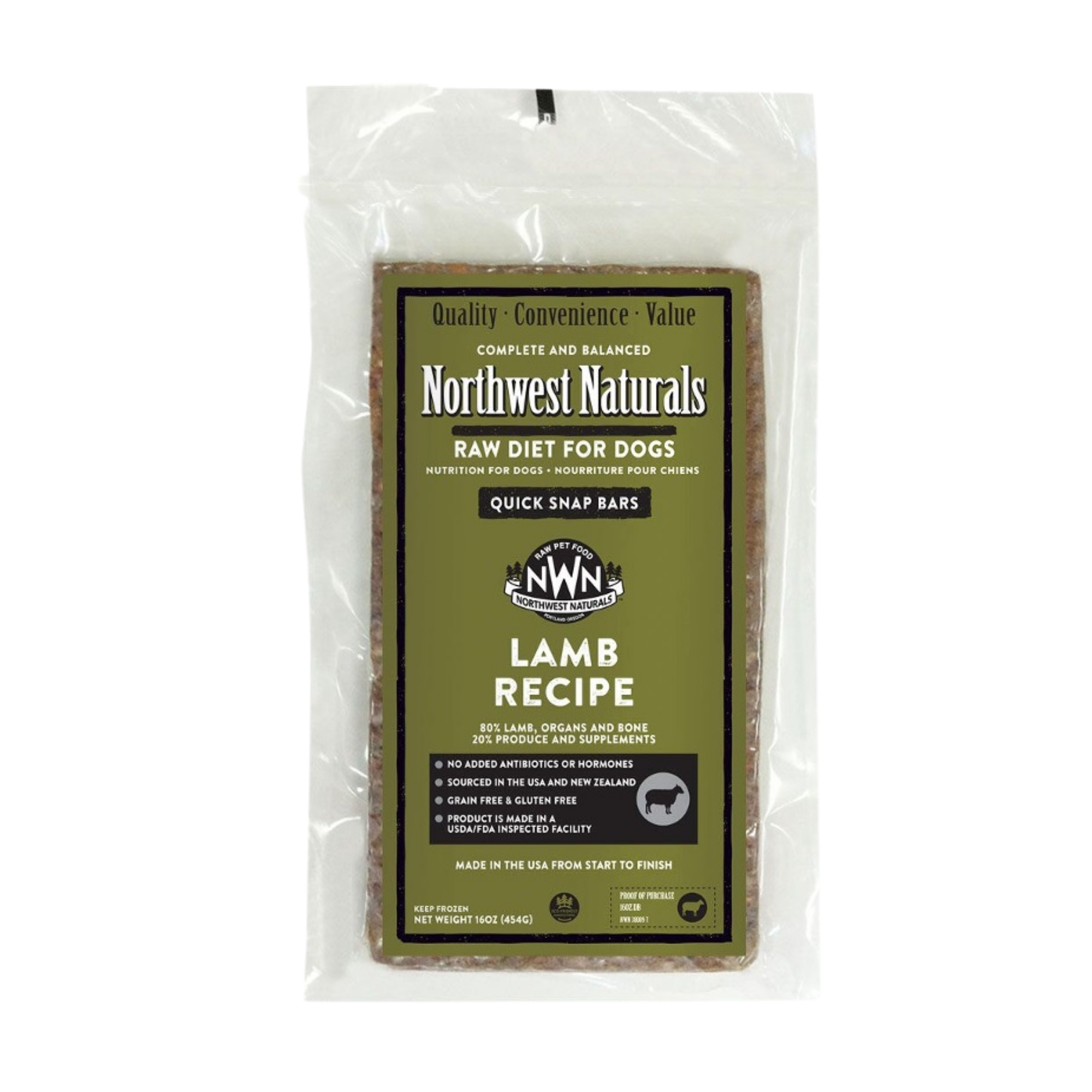 Northwest Naturals Raw Frozen Lamb Dinner Bars Dog Food 25 lb - Mutts & Co.