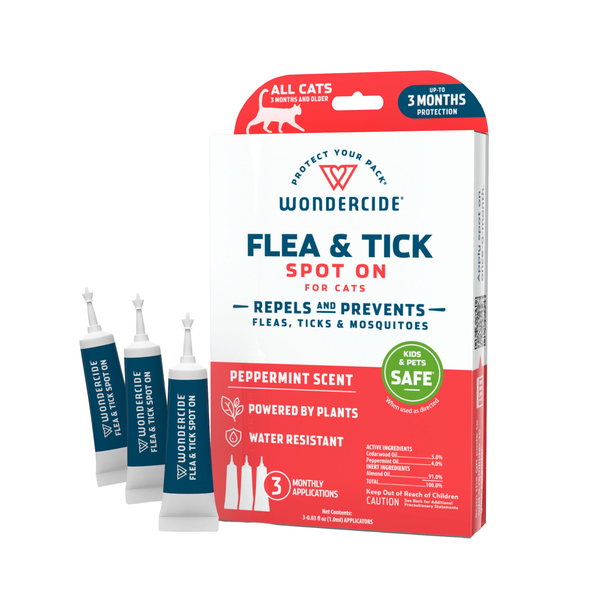 Wondercide 3 Tube Spot On Peppermint Flea & Tick For Cats - Mutts & Co.