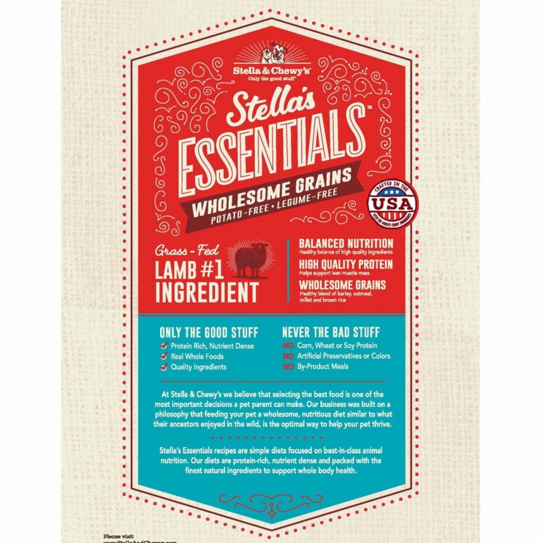 Stella & Chewy's Essentials Grass Fed Lamb & Ancient Grains Recipe Dog Food - Mutts & Co.