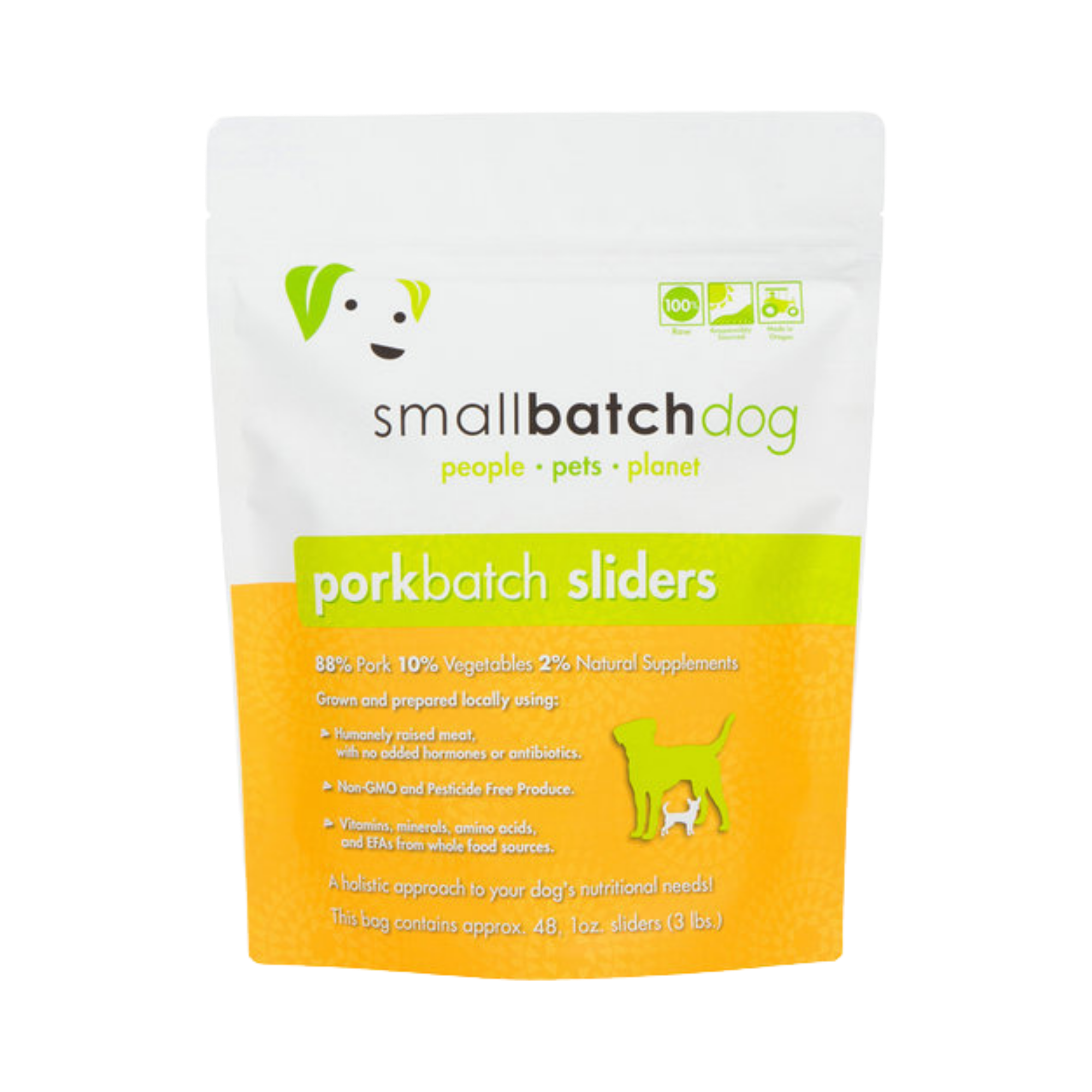 Small Batch Pork Frozen Raw Dog Food Sliders, 3 lbs - Mutts & Co.