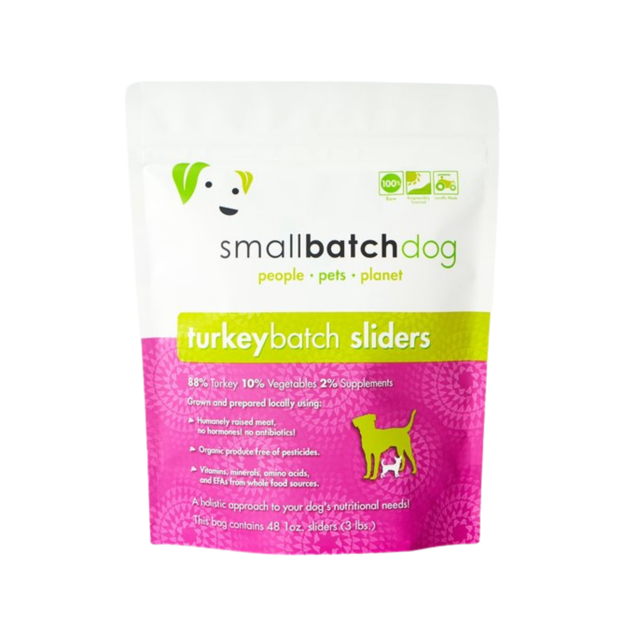 Small Batch Turkey Frozen Raw Dog Food Sliders, 3 lbs - Mutts & Co.