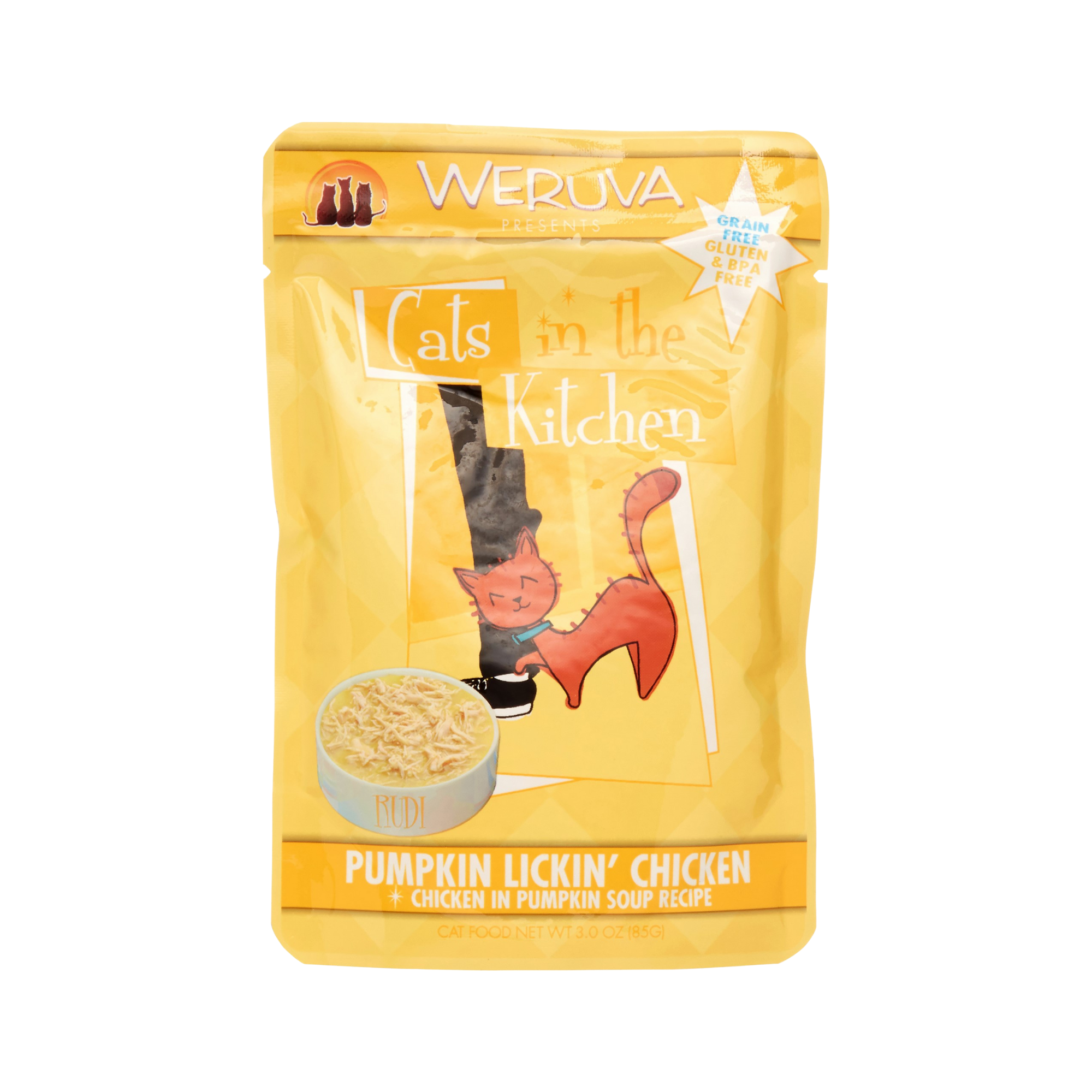 Weruva Cats in the Kitchen Pumpkin Lickin' Chicken in Pumpkin Soup Recipe Cat Food Pouches 3 oz - Mutts & Co.