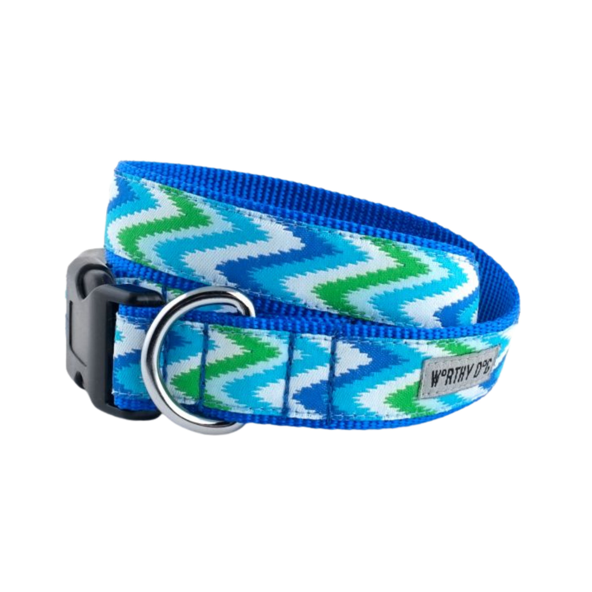 The Worthy Dog Static Chevron Blue Dog Collar - Mutts & Co.